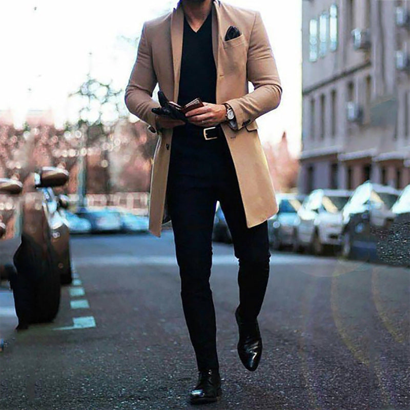 Men Jacket mid-length double-sided woolen coat