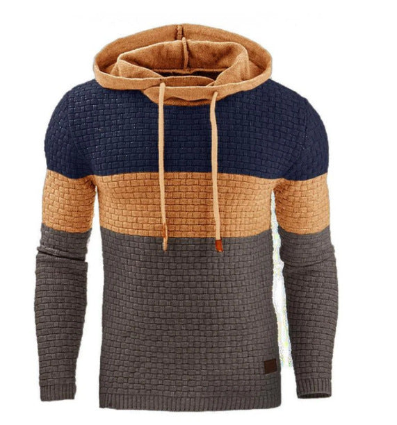 Sweat à capuche à manches longues en jacquard pour hommes