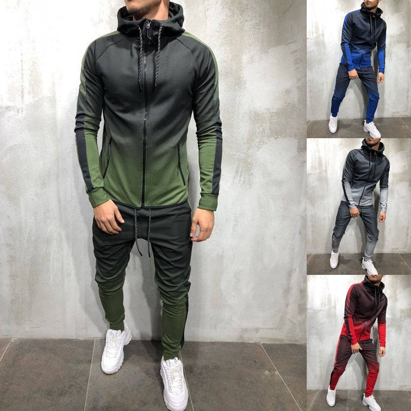 Pull et pantalon à fermeture éclair à capuche en deux parties décontractés pour hommes Sportswear