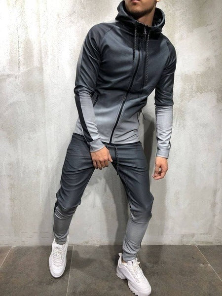 Pull et pantalon à fermeture éclair à capuche en deux parties décontractés pour hommes Sportswear