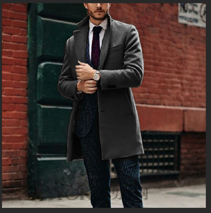 Men Jacket mid-length double-sided woolen coat