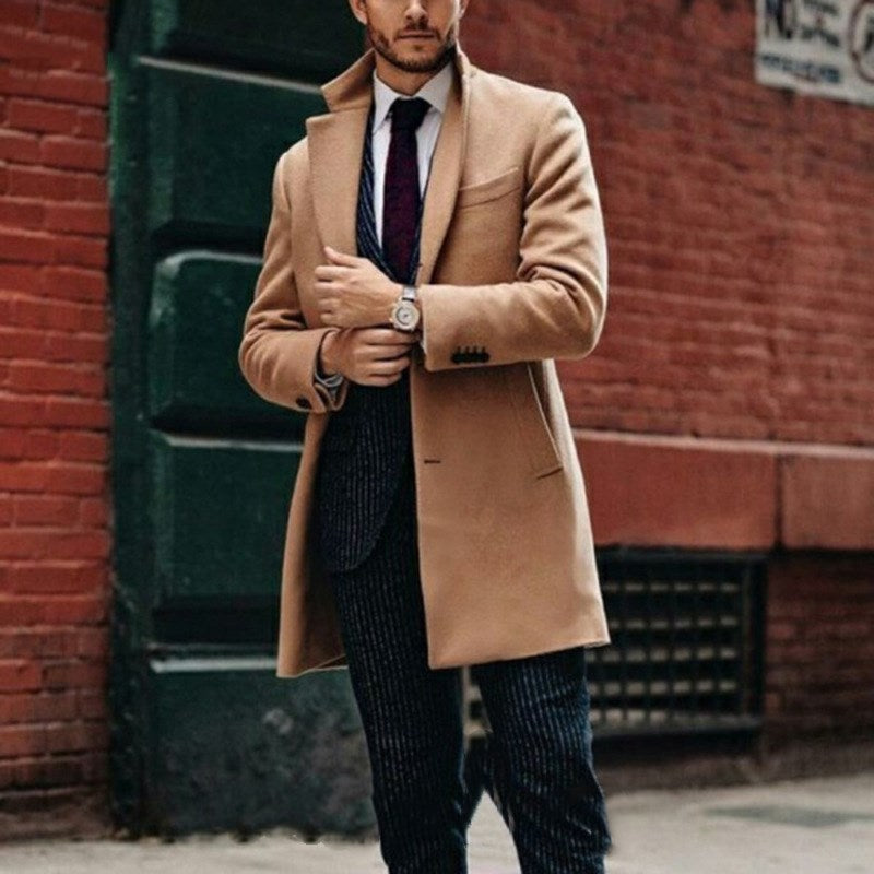 Men Jacket mid-length double-sided woolen coat