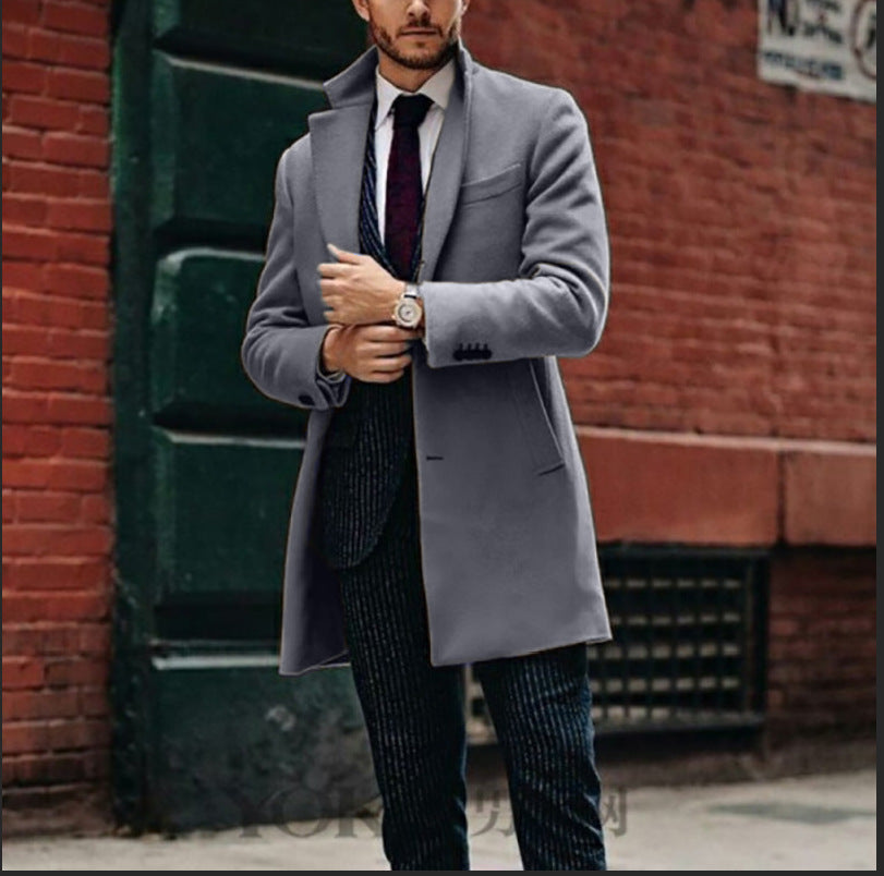 Men Jacket mid-length double-sided woolen coat