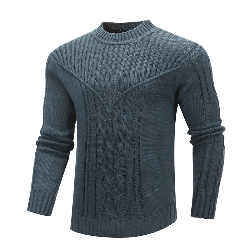 Fashion Men Solid Warm Jacquard Sweater