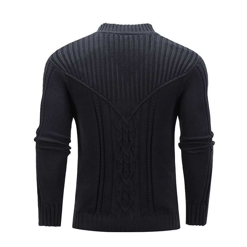 Fashion Men Solid Warm Jacquard Sweater