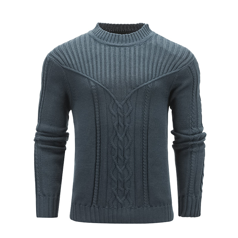 Fashion Men Solid Warm Jacquard Sweater