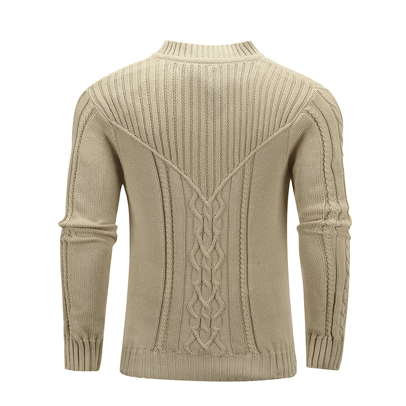 Fashion Men Solid Warm Jacquard Sweater