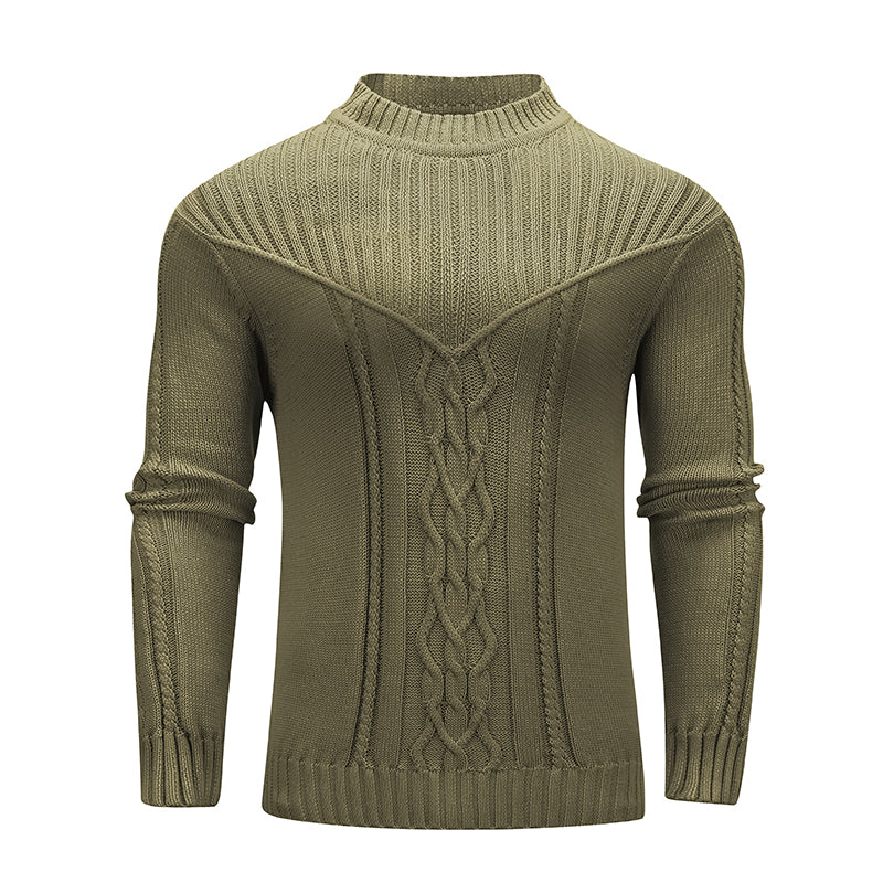 Fashion Men Solid Warm Jacquard Sweater