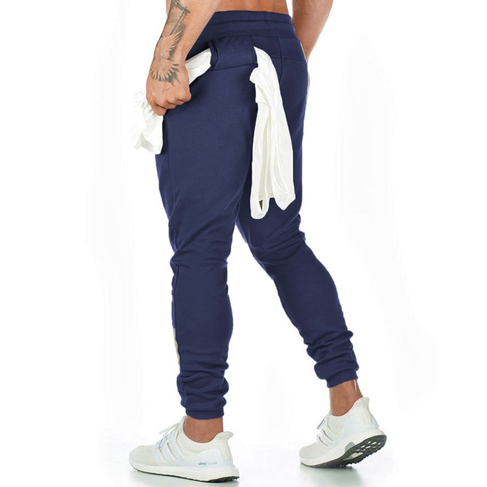 Noir Joggers Pantalons de survêtement Hommes Slim Pantalon décontracté Couleur Solide Gym Entraînement Coton Sportswear Automne Homme Fitness Crossfit Trackpants