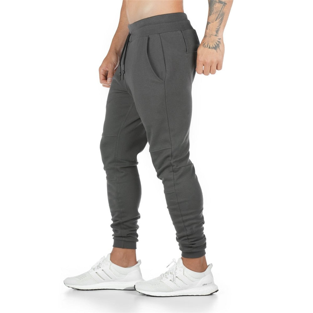 Noir Joggers Pantalons de survêtement Hommes Slim Pantalon décontracté Couleur Solide Gym Entraînement Coton Sportswear Automne Homme Fitness Crossfit Trackpants