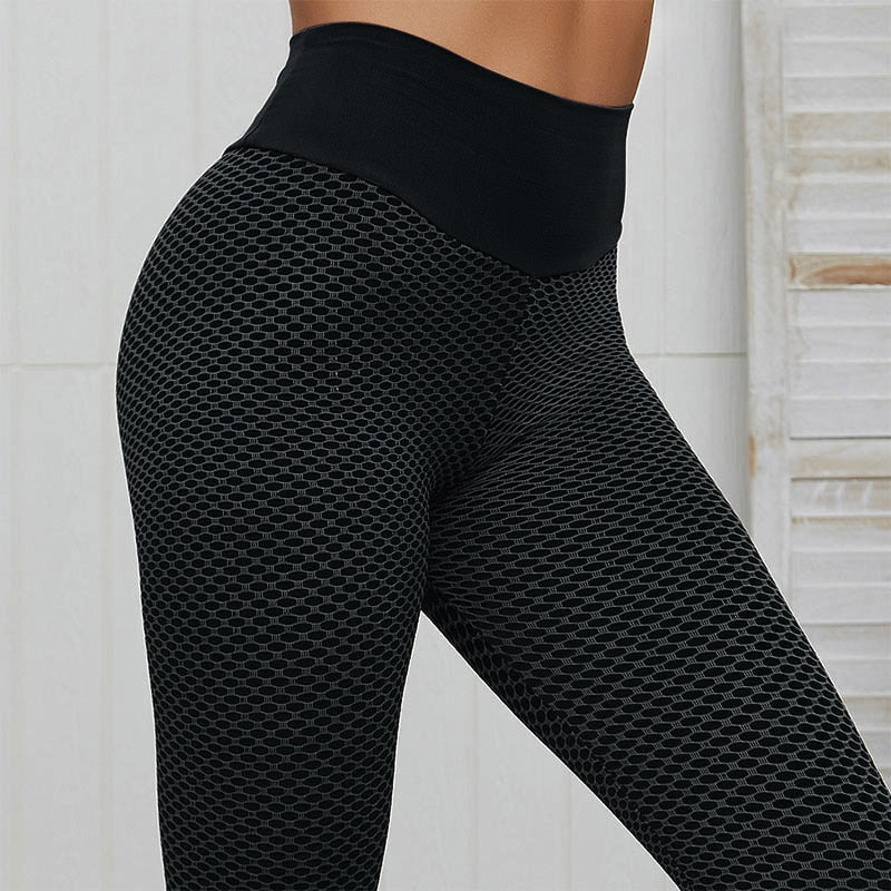 CHRLEISURE Grid Tights Pantalon de Yoga Femmes Sans couture Taille Haute Leggings Respirant Gym Fitness Push Up Vêtements Fille Yoga Pantalon