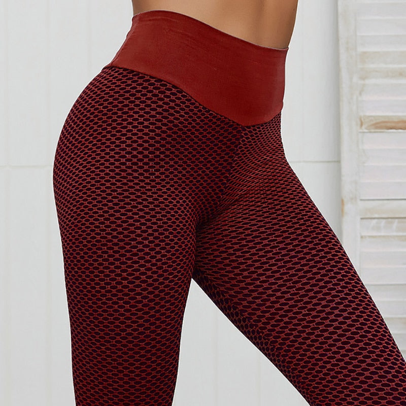 CHRLEISURE Grid Tights Pantalon de Yoga Femmes Sans couture Taille Haute Leggings Respirant Gym Fitness Push Up Vêtements Fille Yoga Pantalon