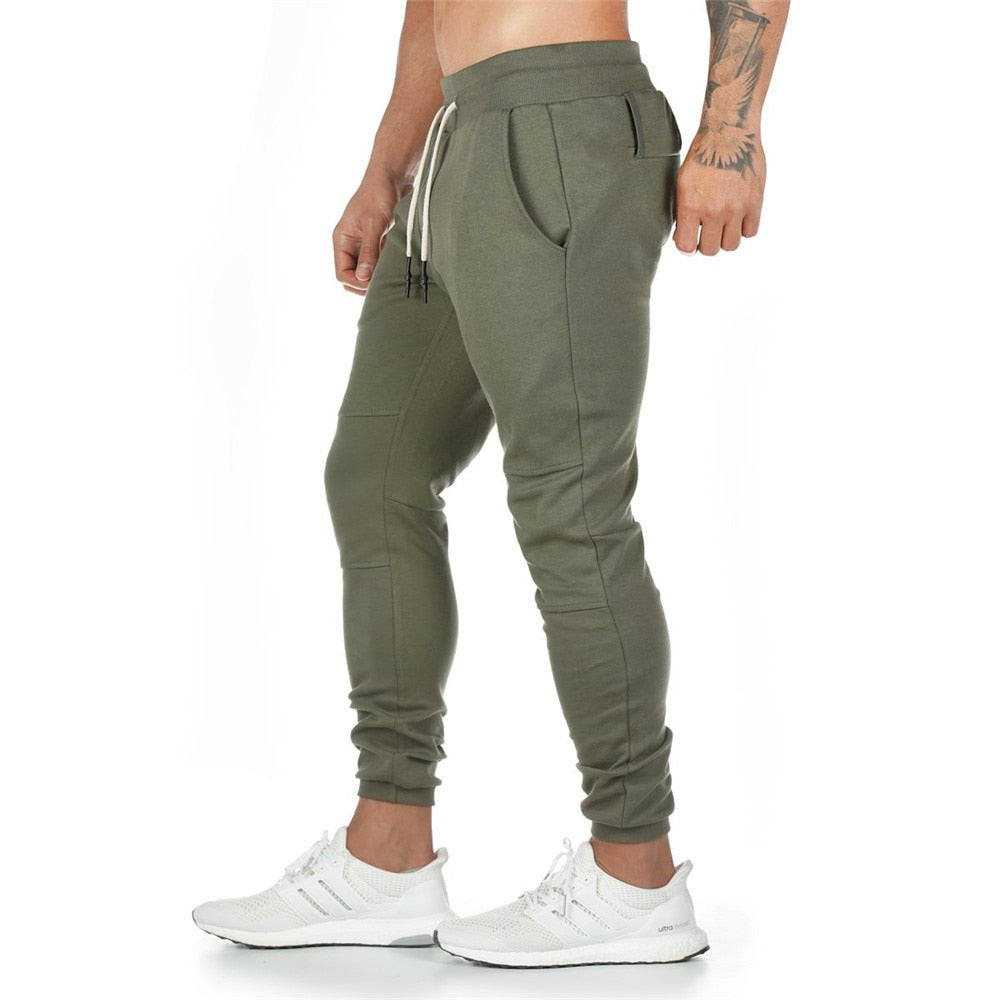 Noir Joggers Pantalons de survêtement Hommes Slim Pantalon décontracté Couleur Solide Gym Entraînement Coton Sportswear Automne Homme Fitness Crossfit Trackpants