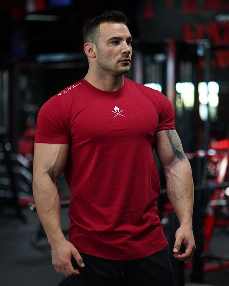 Hommes T Shirts Mode Eté Musculation Lettre Imprimé Tshirt Hommes GYM Fitness Workout O-Neck Show Muscle