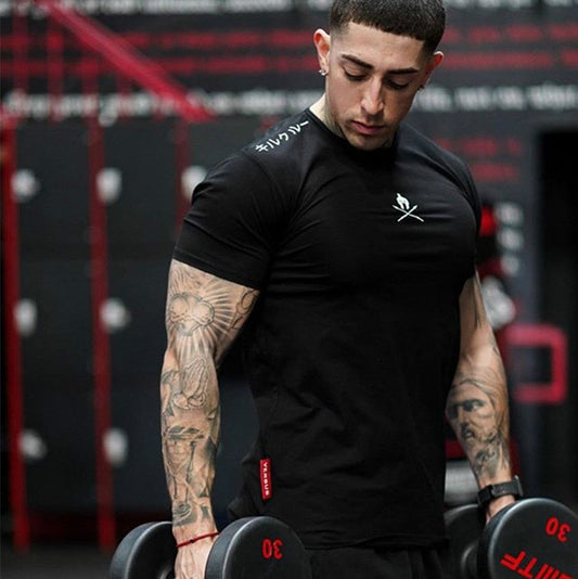 Men sportswear T Shirts Fashion Summer Bodybuilding Letter Printed