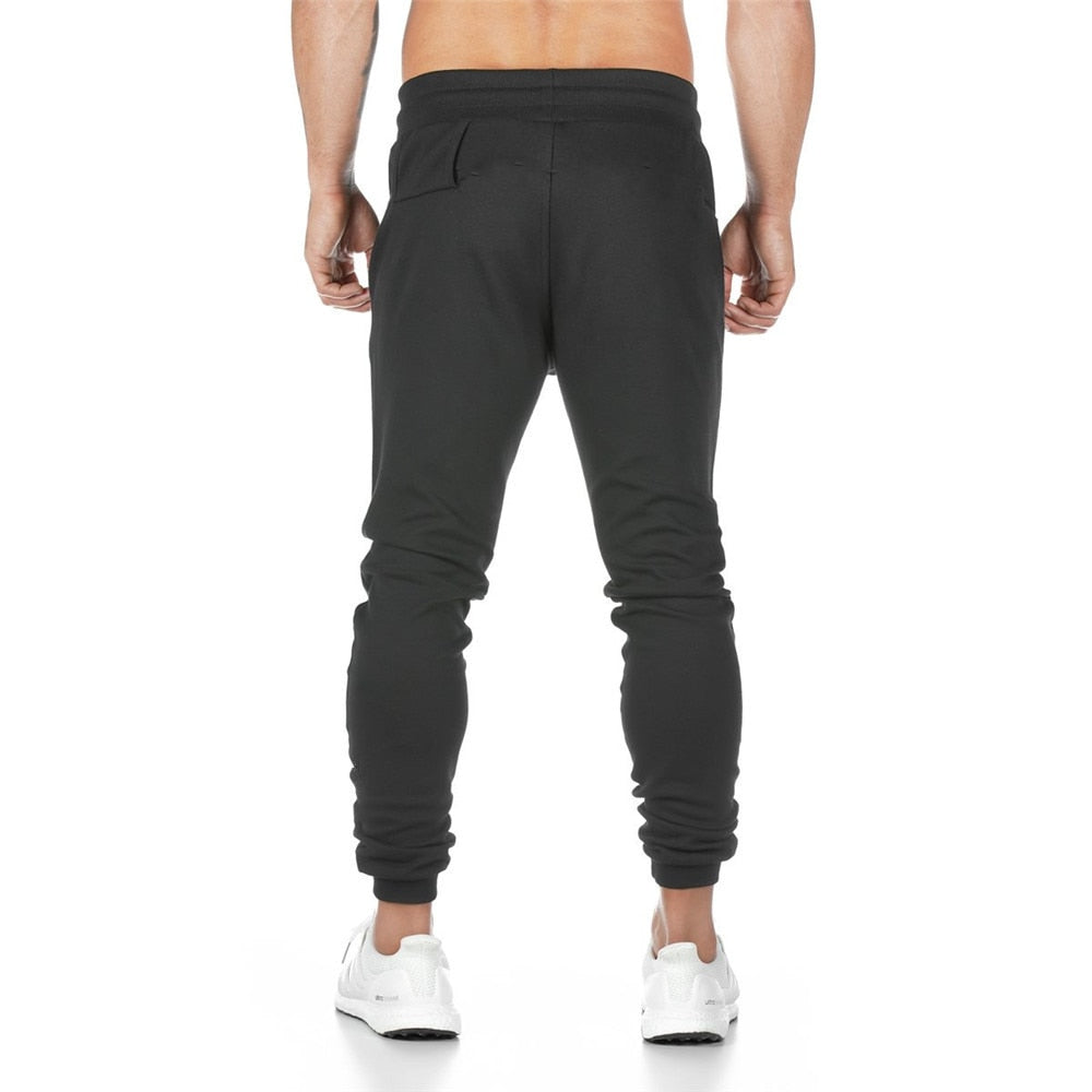 Noir Joggers Pantalons de survêtement Hommes Slim Pantalon décontracté Couleur Solide Gym Entraînement Coton Sportswear Automne Homme Fitness Crossfit Trackpants