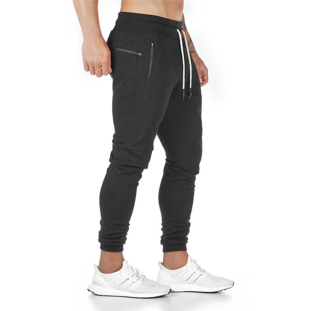 Noir Joggers Pantalons de survêtement Hommes Slim Pantalon décontracté Couleur Solide Gym Entraînement Coton Sportswear Automne Homme Fitness Crossfit Trackpants