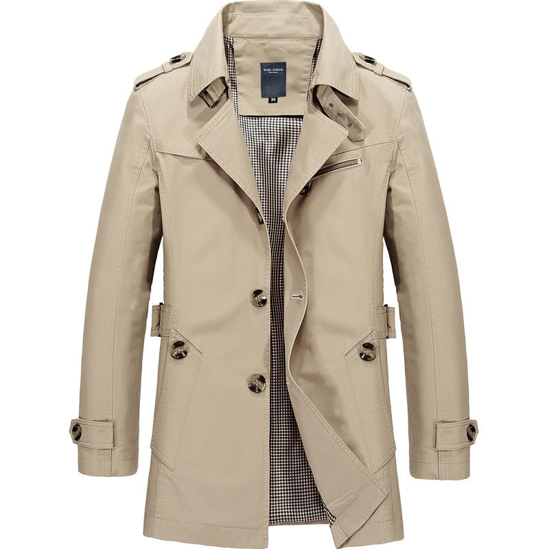 Hommes Mode Veste Manteau Spring Brand Homme Casual Fit Wild Overcoat Veste Couleur Solide Trench Coat Homme