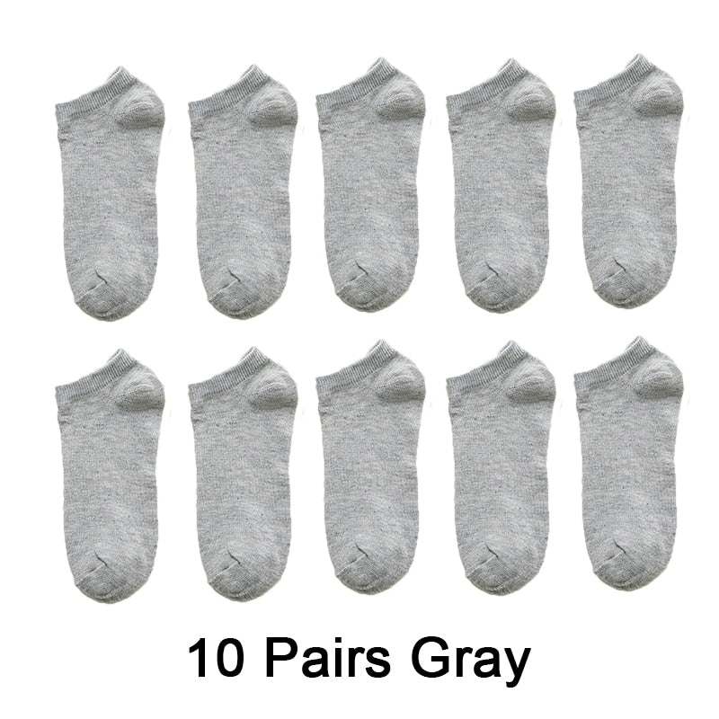 10 paires Femmes Respirant Chaussettes de sport Couleur unie Bateau Confortable Coton Cheville Chaussettes en gros