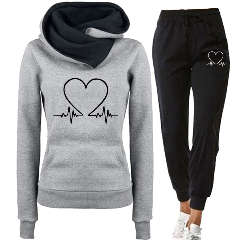 Femme Survêtement Deux Pièces Set Hiver Chaud Sweats + Pantalons Pullovers Sweat-shirts Femme Jogging Femme Vêtements Sports Costume Tenues