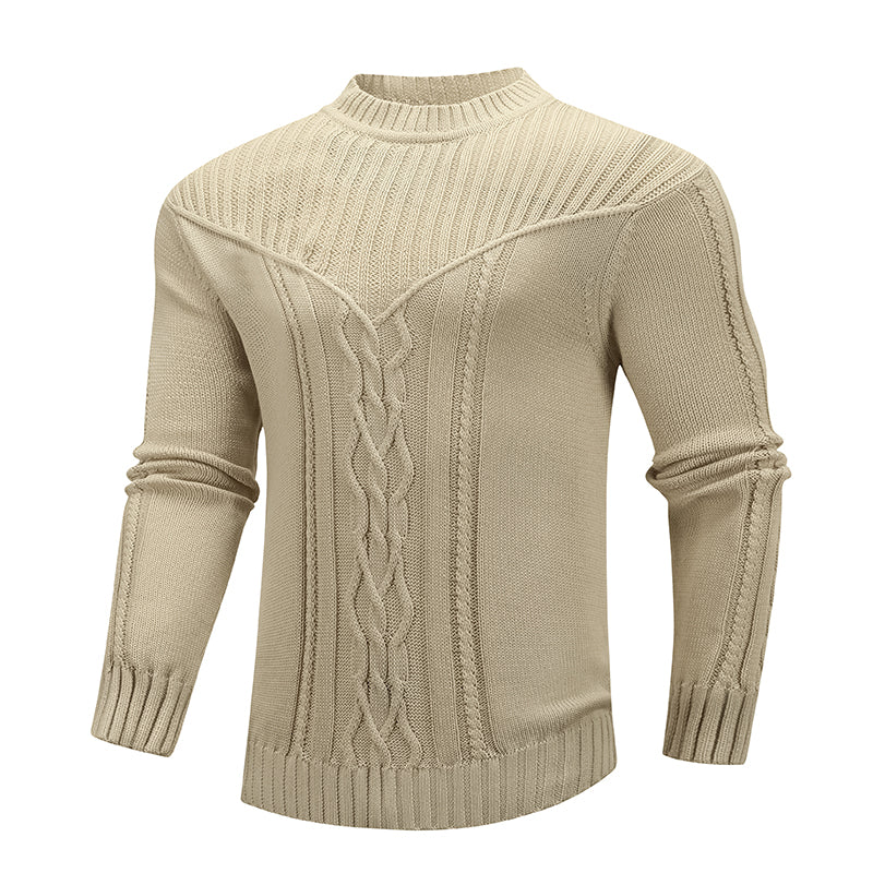 Fashion Men Solid Warm Jacquard Sweater