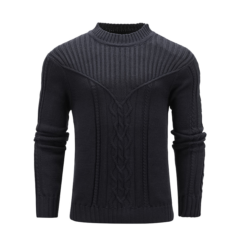 Fashion Men Solid Warm Jacquard Sweater