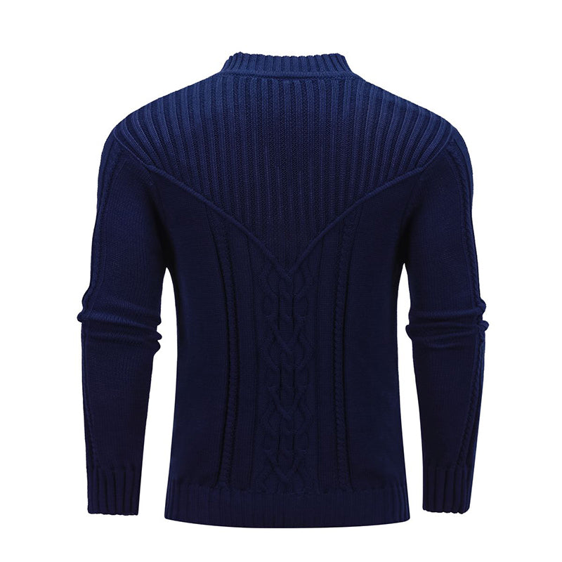 Fashion Men Solid Warm Jacquard Sweater