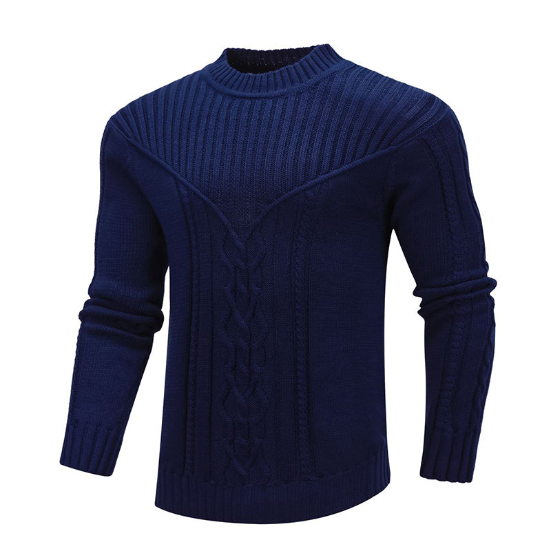 Fashion Men Solid Warm Jacquard Sweater